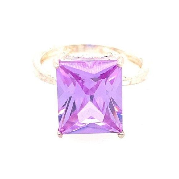 Natural Amethyst Ring, 925 Sterling Silver Ring, Statement  925 Faux Amethyst Ring
